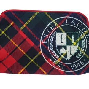 NWOT Estee Lauder | 100% Recycled Materials Preppy Plaid Zip Top Makeup Pouch
